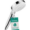hansgrohe Crometta - Doccetta per doccia a risparmio idrico 6,7 l/min (EcoSmart+), Doccino con 2 getti, Soffione doccia rotondo (100 mm) con funzione anticalcare, bianco/cromo, 26332400