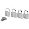 Master Lock 9140EURQNOP Confezione da 4 Lucchetti a Chiave in Alluminio, Grigio, 4 x 5.9 x 1.3 cm