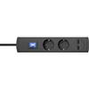 Kopp UNOversal® Plus 233505000 - Ciabatta elettrica a 2 prese + 2 porte USB da 1,4 m, interruttore e grande distanza, con protezione da contatto, per interni ed esterni, colore: antracite