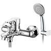 GRIFEMA PORTO-G13003 Miscelatore Monocomando Esterno per Vasca/Doccia (G1/2 Pollici) con Flessibile Doccia in Acciaio Inox da 1,5 m, Doccetta a 5 Vie, Cromo/Argento