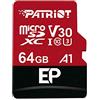 Patriot memory PEF64GEP31MCX 64 GB EP A1 per micro SD card SDXC per telefoni e tablet Android/4 K Video recording