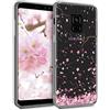 kwmobile Custodia Compatibile con Samsung Galaxy A8 (2018) - Cover Silicone TPU - Protezione Back Case - Pioggia di petali rosa/marrone scuro/trasparente
