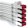 deleyCON 5x 1m Cavo Patch CAT6 Schermatura S/FTP PiMF CAT-6 RJ45 Rete Ethernet LAN DSL Switch Router Modem Access Point Patchpanel - Grigio