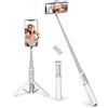 ATUMTEK Selfie Stick Treppiede, Treppiede 3-in-1 Estensibile in Alluminio con Telecomando Bluetooth Wireless, Compatibile con iPhone 17/16/15/14/13/12 mini/11 Pro e Smartphone/Telefono Samsung, Bianco