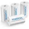 POWEROWL 5000mAh Batterie Ricaricabili C,POWEROWL Pile C Ricaricabili Mezzatorcia C HR14 Baby,Confezione da 4 Pezzi (1200 cicli, 1,2 V, Ni-MH)