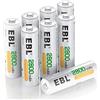 EBL 1.2V AA Batterie Ricaricabili con 1200 Tech, Pile Ricaricabili da 2800mAh Ni-MH con Comodo Astuccio, Confezione da 8 pezzi