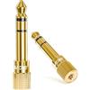 VCE Adattatore Jack 6.3 3.5 Placcato in Oro, Adattatore Jack Cuffie da Piccolo a Grande Stereo AUX per Chitarra Elettrica, Amplificatore, Mixer, 2 Pezzi