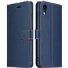 ELESNOW Cover per iPhone XR, Flip Wallet Case Custodia in Pelle PU Premium, Slot per Schede, con Magnetica a Scatto per Apple iPhone XR (Blu)