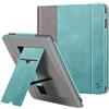 FINTIE Custodia per Kobo Libra H2O 2019 - Stand Cover Protettiva Case con Card Slot e Hand Strap, Funzione Auto Sveglia/Sonno, Turquoise/Brown