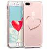 kwmobile Custodia Compatibile con Apple iPhone 7 Plus/iPhone 8 Plus - Cover Silicone TPU - Protezione Posteriore - Cuore oro rosa/trasparente