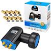 HB-Digital LNB FULL HD TV 3D + contatti placcati oro + protezione dagli agenti atmosferici (estraibile) in set HB digitale con spina placcata oro inclusa