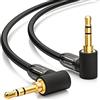 deleyCON 0,5m Cavo Jack 3,5 mm AUX - Cavo Audio Stereo con Connettore Angolato a 90° - per PC, Laptop, Smartphone, Tablet, Autoradio, Hi-Fi - Nero
