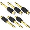 VCE Adattatore Jack 6.3 Placcati Oro, RCA Adattatore Audio 6,35 mm (1/4 di Pollice) Maschio a Femmina, RCA a Jack 6.35mm Cavo per Home Theater, Fotocamere, Cuffie e Altro, 6 Pezzi