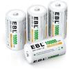 EBL D Batterie Ricaricabili ad Alta Capacità da 10000mAh 1.2V Ni-MH, D Torcia D HR20 Mono con Auto-Scarica Bassa, Confezione da 4 pezzi
