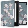 kwmobile Custodia eReader Compatibile con Kobo Aura Edition 1 Cover - eBook Reader Flip Case - marrone grigio/bianco/grigio blu - Magnolie