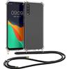 kwmobile Custodia Compatibile con Samsung Galaxy A50 Cover - Back Case in Silicone TPU - Protezione Smartphone con Cordino - Trasparente/Nero