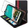 ebestStar - Cover per Xiaomi Mi A3, Custodia Libro Protezione Portafoglio, Pelle PU Porta Carte, Nero/Rosso + Vetro Temperato