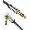 UGREEN Cavo Aux 90 Gradi Piatto Cable Jack 3,5mm Maschio Audio Stereo Minijack per Cuffie, Altoparlanti, Lettore MP3, Autoradio, Hi-Fi Sistema, TV, PC, Smartphone (0.5M)