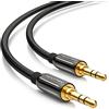 deleyCON 15m Cavo Jack 3,5mm AUX Cavo Audio Stereo Spinotto Jack Dritto per PC Laptop Cellulare Smartphone Tablet Auto Ricevitore HiFi - Nero