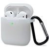 KOKOKA Custodia in Silicone da Appendere Compatiblile con AirPods 2 & 1, Custodia Protettiva per AirPods, Airpods Case Cover LED Anteriore Visibile Moschettone Portachiavi, Translucent