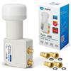 hb-digital Twin LNB - Test MOLTO BUONO* - per 2 utenti, filtro LTE, 2 uscite, Full HD 4K, 0,1 dB, con protezione dalle intemperie + 4 connettori F per TV, parabola satellitare - Bianco