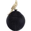 Kare Design Scatola Decorativa Parrot,Nero/Oro, 40X26X26Cm, Con Coperchio, Pappagallino Deco