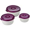Emsa 508455 Micro Family Contenitori salvafreschezza, set da 3 0.5 / 1.0 / 1.5 l, colore: Bianco/Viola
