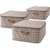 Compactor RAN8108 Set di 3 Custodie Rivoli per Vestiti con Cerniera, Chiusura Lampo, Antipolvere, Polipropilene, Marrone/Bianco, 46 x 46 x H. 20.5 cm