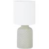 Eglo Bellariva lampada da tavolo, lampada da comodino in ceramica color | grigio, tessuto bianco, lampada da soggiorno, lampada con interruttore, attacco E14