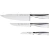WMF Grand Gourmet, Set Coltelli 3 pezzi, Coltello chef 20 cm, Coltello utility 14 cm, Coltello spelucchino 9 cm, Lama speciale forgiata a mano a lunga durata, acciaio inossidabile Cromargan® 18/10