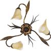 ONLI Forgiata - Lampada da Soffitto 3 Luci, Vetro opaco color Ambra, Metallo Marrone spennelato Oro