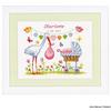 VERVACO Kit Punto Croce Contato Cicogna Annuncio Nascita Punto Croce ca. 28 x 23 cm Regalo Personalizzato Set Fai da Te attività Creative Adulti Benvenuto Bambino Cross Stitch