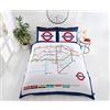 Rapport Home Underground-Copripiumino Matrimoniale con mappa della metropolitana di Londra-Set Copripiumino Matrimoniale e federe, King, colore: bianco