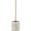 WENKO Odos Set WC, Portascopino in Robusta Poliresina dal Look Effetto Marmo, Incluso Scopino per Toilette, Diametro 7.5 x 37 cm, Bianco/Oro