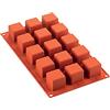 silikomart | SF105 Stampo in Silicone per Monoporzioni CUBO, Antiaderente, 15 Cubi, Confezione da 1 Stampo per Dolci, 35 x 35 mm, h 35 mm, Made in Italy