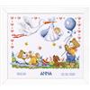 VERVACO Kit Punto Croce Contato LA Cicogna Porta Il Bambino Annuncio Nascita Punto Croce ca. 28 x 24 cm Regalo Personalizzato Set Fai da Te attività Creative Adulti Benvenuto Bambino Cross Stitch