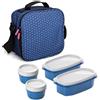 TATAY Borsa Termica Porta Pranzo Impermeabile - Urban Food Casual 3L | 4 Contenitori: 2x0,5L + 2x0,2L | Triplo Strato Isolante | Corpo Semirigido | Tasca Interna | 22,5x10x22 cm, Pois Blu