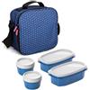 Tatay Urban Food Casual, Borsa Termica Porta Pranzo, 3L Capacità, con 4 Contenitori Alimentari, 2 x 0.5 L, 2 x 0.2 L, senza BPA, Blu (con Puntini), 22.5 x 10 x 22 cm