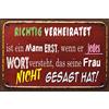 Schatzmix Blechschild Spruch verheiratet Ist Mann, Wenn er versteht 20x30 Deko Tin Sign Targa di Metallo da Parete, Lamiera, Multicolore, 20x30 cm