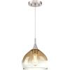 Westinghouse Lighting 63669 - Lampada a sospensione da interno a una luce, finitura in nichel spazzolato con vetro ambrato e trasparente