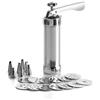 IBILI 792300 Churrera, macchina per pasta, acciaio inossidabile, include 13 dischi e 8 beccucci, churros ripieni, argento, 22 cm