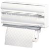 Rayen - Porta Rotoli da Cucina con 3 Supporti, Montaggio a Parete, Taglierina per Pellicola e Alluminio, Salvaspazio, Dimensioni: 38x10x25,5 cm, Colore Bianco