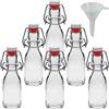 Viva Haushaltswaren - 6 Bottiglie Piccole in Vetro con Tappo a Leva, capacità 100 ml, Imbuto Bianco del Diametro di 5 cm Incluso