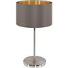 Eglo La lampada da tavolo Maserlo, lampada da tavolo in tessuto a uno punto luce, lampada da comodino in acciaio e tessuto, nichel opaco, cappuccino, oro, attacco E27, incluso interruttore