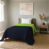 Italian Bed Linen TRAPUNTINO ESTIVO ELEGANT NO STIRO - Made in Italy - Copriletto Singolo 170x270 cm in Morbida Microfibra - Tinta Unita - DoubleFace - Trapunta 100 g - Blu Scuro/ Verde Mela