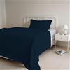 Italian Bed Linen COMPLETO LETTO PIAZZA E MEZZA NATURAL COLOR 100% Cotone - Prodotto in Italia - Sopra 180x300 cm, Sotto 120x200 cm, Federa 50x80 cm Tinta Unita - DoubleFace - Blu Scuro/Grigio Chiaro