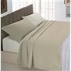 Italian Bed Linen Completo Letto Natural Color, 100% Cotone, Tortora/Panna, Singolo