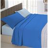 Italian Bed Linen Completo Letto Natural Color, 100% Cotone, Royal/Azzurro, Singolo