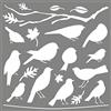 Rayher Stencil piumato Amici 30,5 x 30,5 cm, poliestere, 1 pezzo, stencil con uccelli, foglie e rami, 38972000