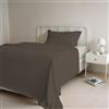 Italian Bed Linen COMPLETO LETTO PIAZZA E MEZZA NATURAL COLOR 100% Cotone - Prodotto in Italia - Sopra 180x300 cm, Sotto 120x200 cm, Federa 50x80 cm Tinta Unita - DoubleFace - Marrone/Panna